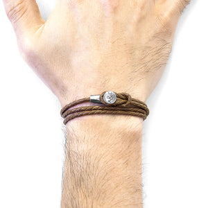 Light Brown Dundee Silver & Leather Bracelet