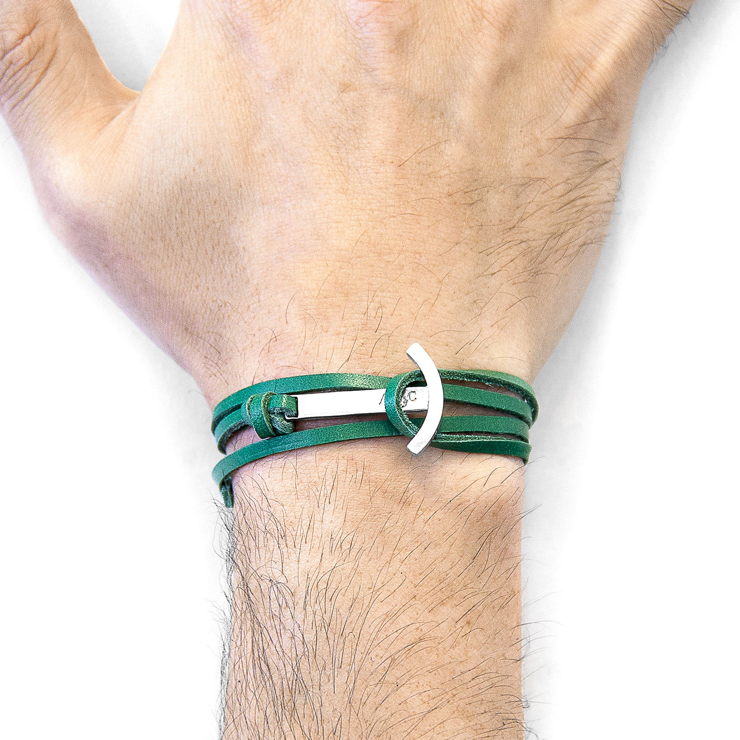 Fern Green Clipper Silver & Leather Bracelet