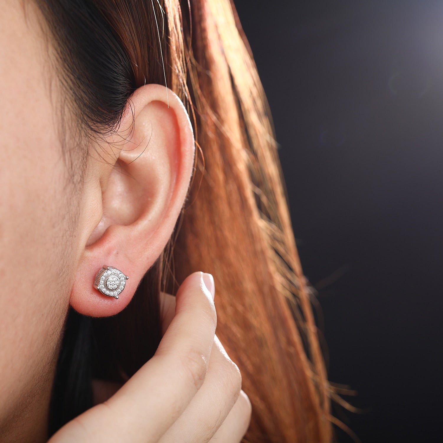 Round Stud Moissanite Earrings 100% 925 Sterling Silver