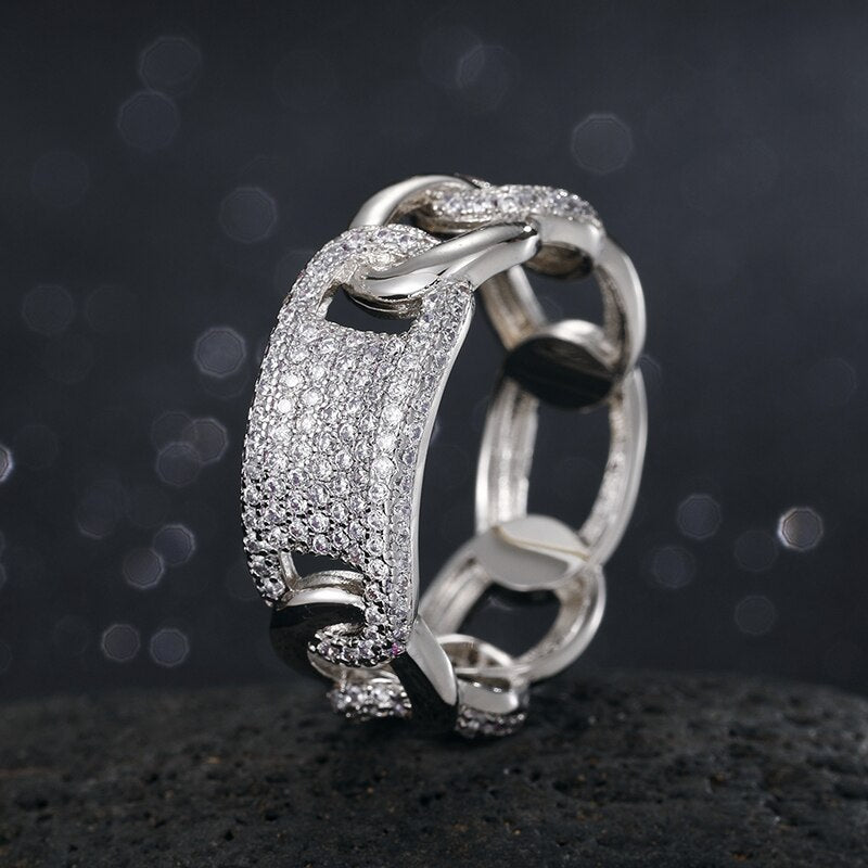 Iced Out Hollow Cubic Zircon RIng