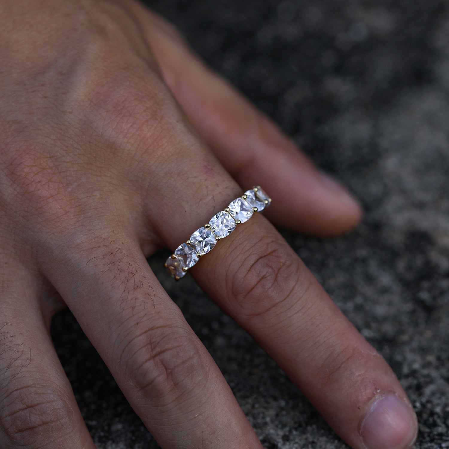 Micro Paved Square Cubic Zircon Ring