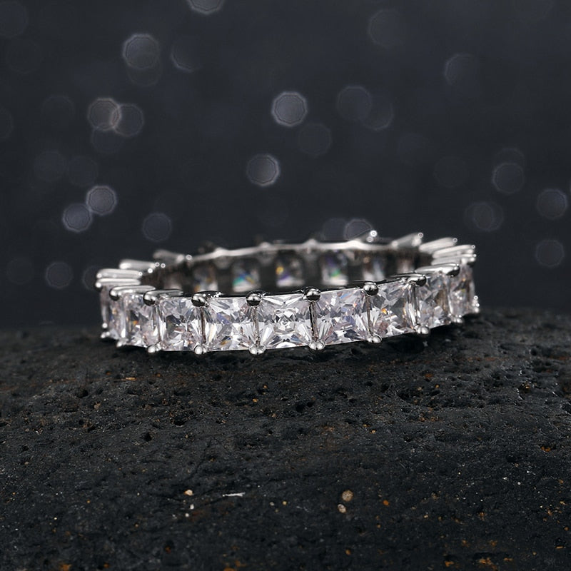 Micro Paved Square Cubic Zircon Ring