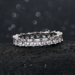 Micro Paved Square Cubic Zircon Ring