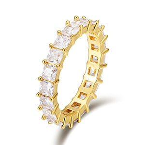 Micro Paved Square Cubic Zircon Ring