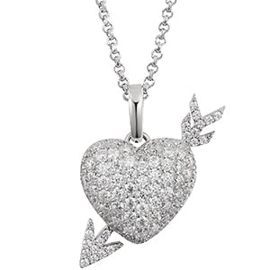 Moissanite Heart With Arrow Pendant 100% Sterling 925 Silver