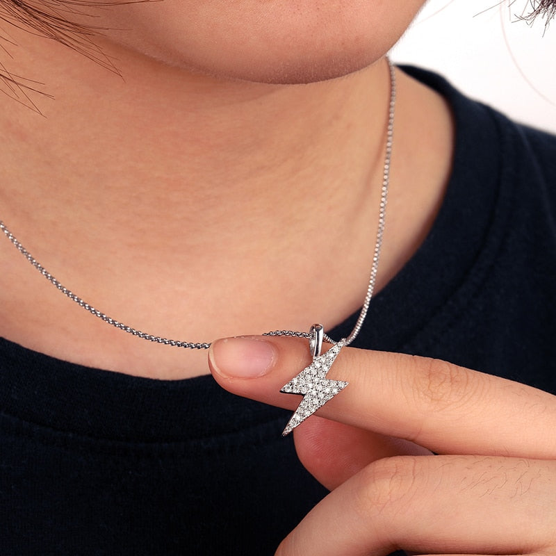 Moissanite Iced Out Lightning Pendant 100% 925 Sterling Silver