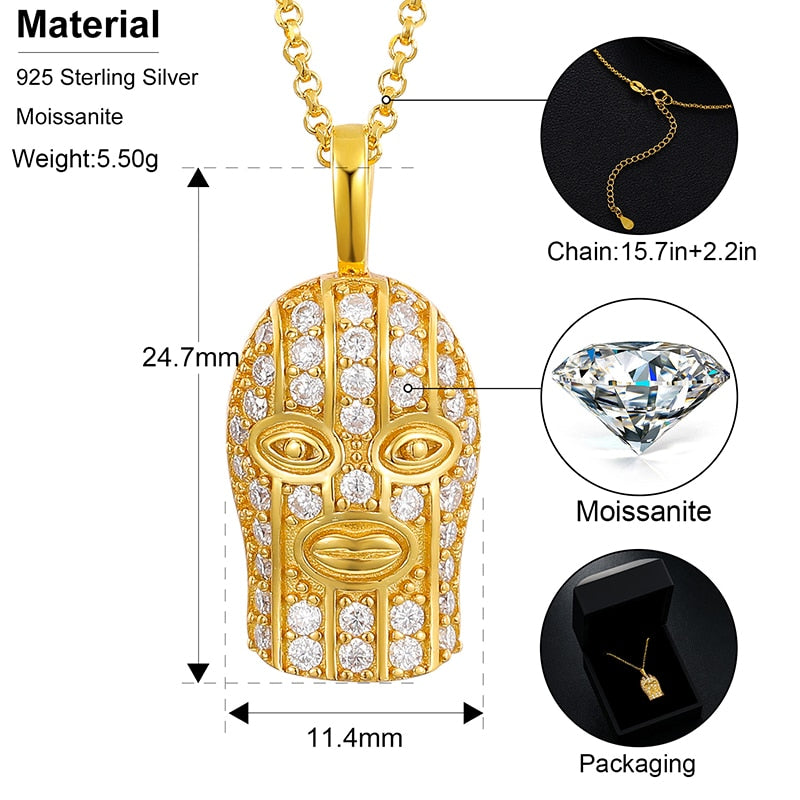 CSGO Anti-Terrorist Headgear Moissanite Necklace 100 % Sterling 925 Silver