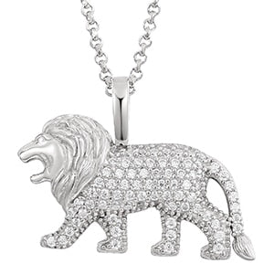 Moissanite Lion Animal Pendant 100% 925 Sterling Silver