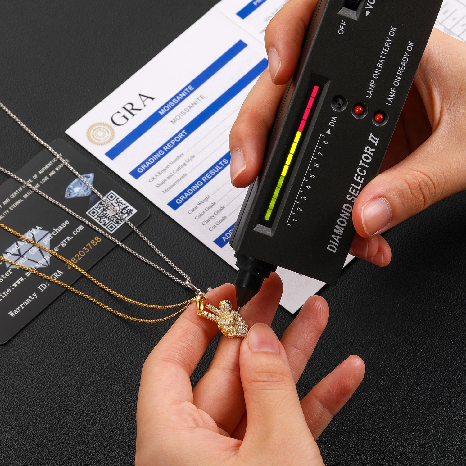 Moissanite Microphone Peace Pendant Sterling 925 Silver