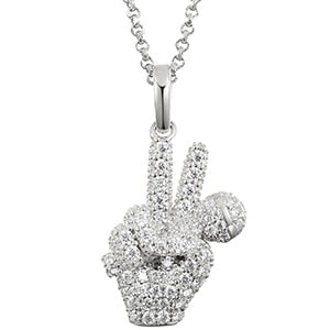 Moissanite Microphone Peace Pendant Sterling 925 Silver