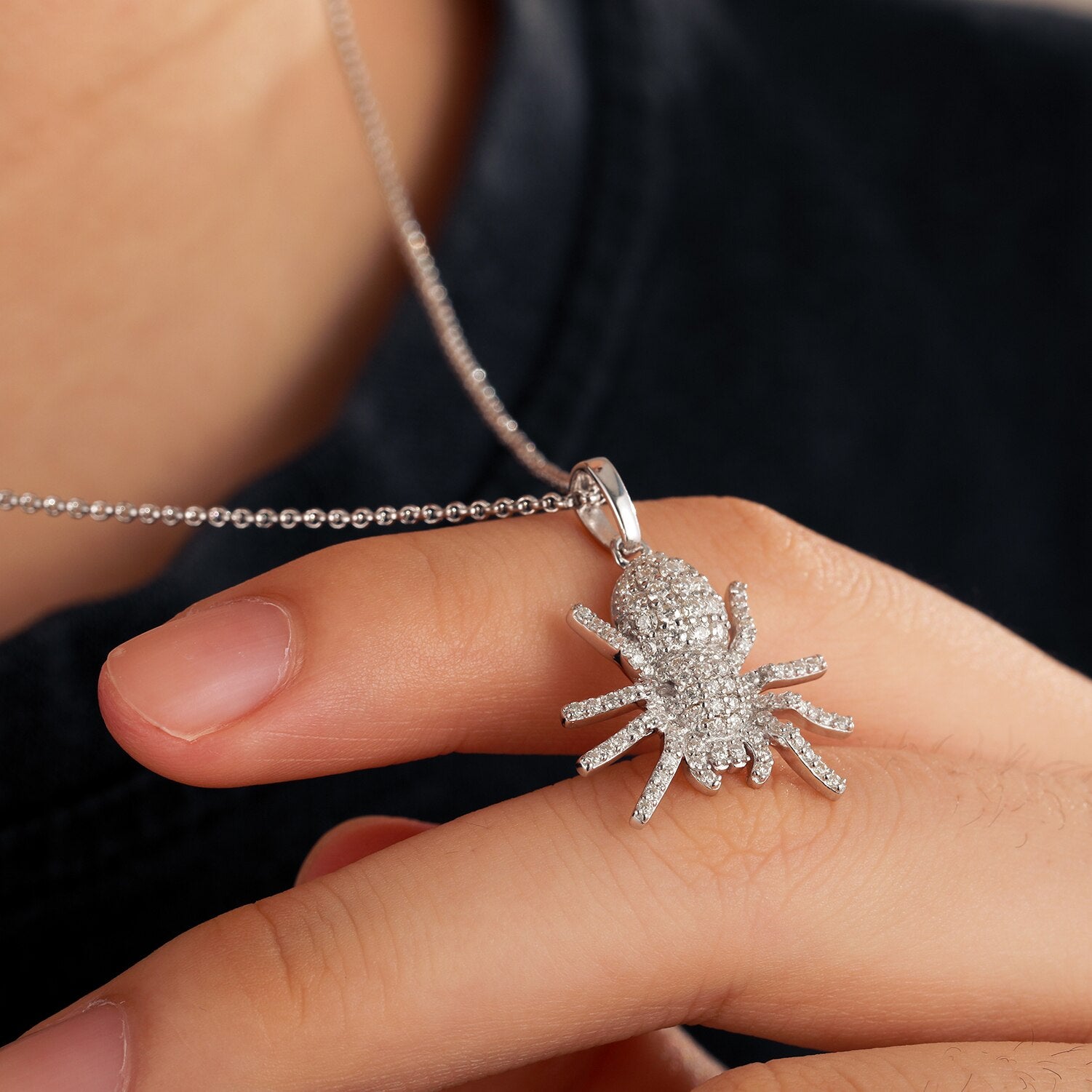 Iced Out Moissanite Spider Pendant 100% 925 Sterling Silver