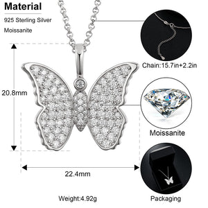 Moissanite Cute Butterfly Pendant 100% 925 Sterling Silver