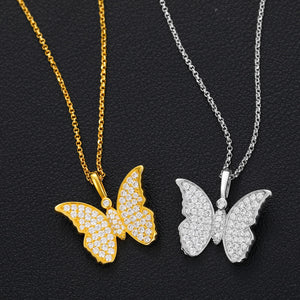 Moissanite Cute Butterfly Pendant 100% 925 Sterling Silver