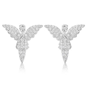 Angel Shaped D Color Moissanite Stud Earrings 100% 925 Sterling Silver