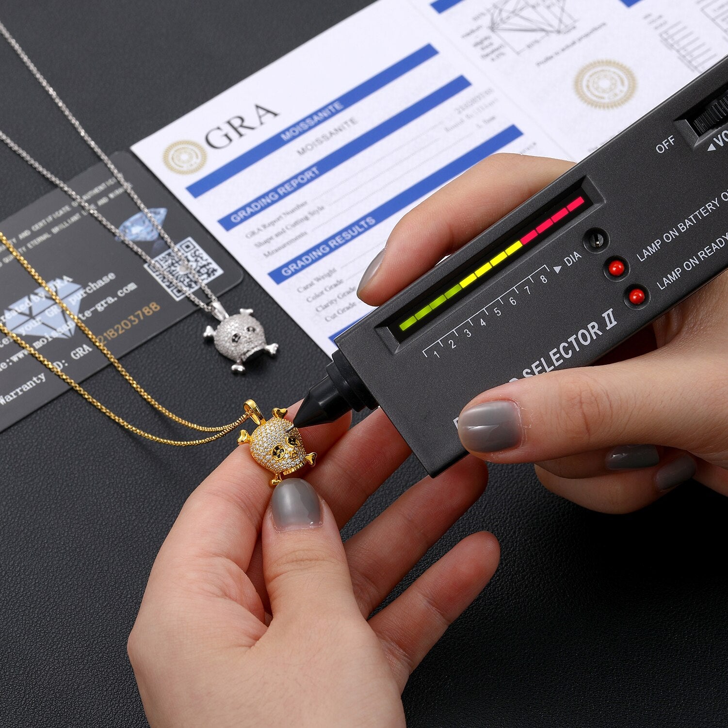 Moissanite Skull & Crossbones Pendant Sterling 925 Silver Necklace