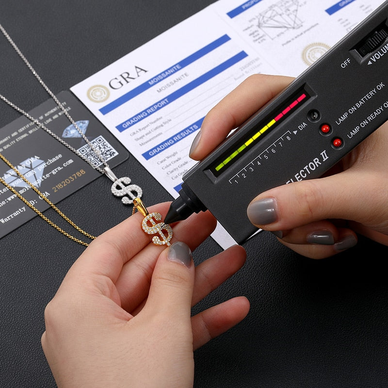 Moissanite Dollar Money Sign Pendant 100% 925 Sterling Silver