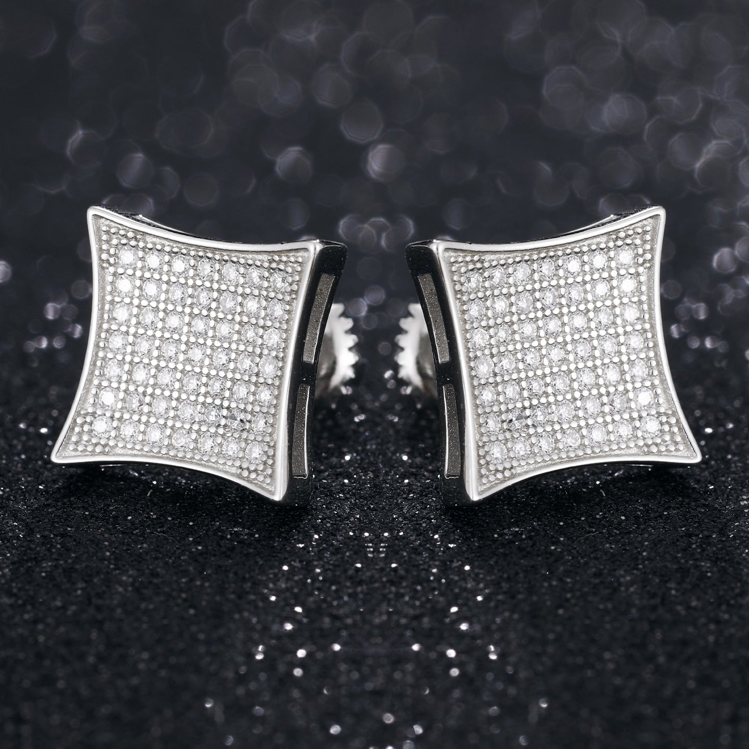 Elegant Square Stund Earrings 100% 925 Sterling Silver