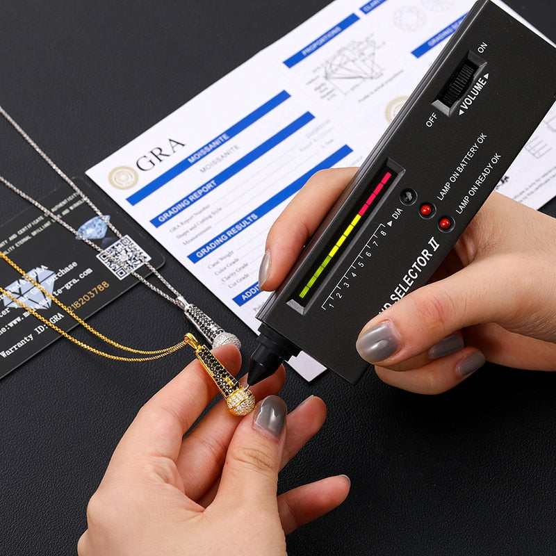 Moissanite Microphone Pendant 100% 925 Sterling Silver