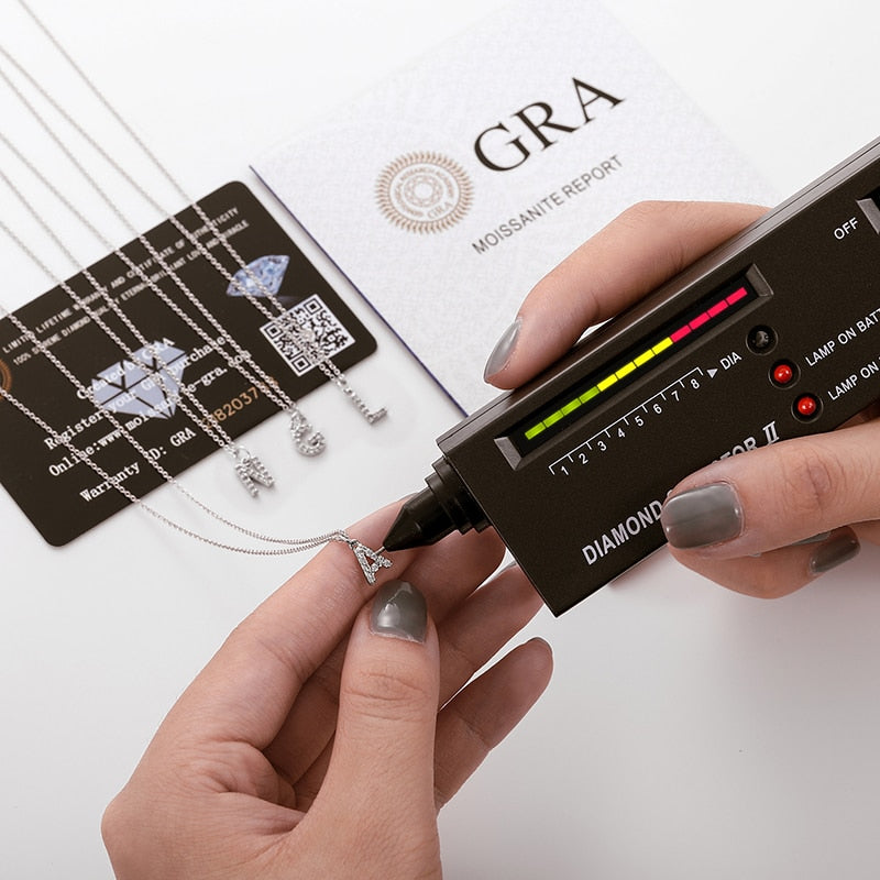 Moissanite Initial 26 Letter Charms Pendant 100% 925 Sterling Silver