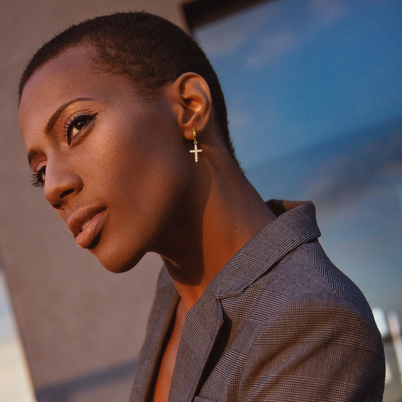 Religion Moissanite Cross Earrings 100% 925 Sterling Silver