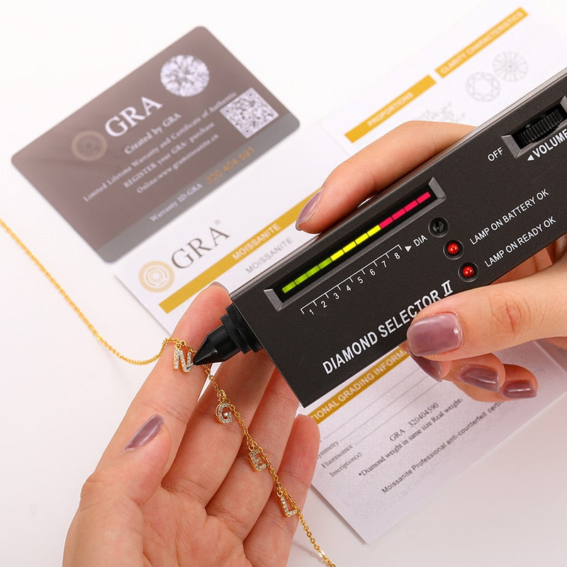 Custom Moissanite Necklace Tiny Letter Pendant 100% 925 Sterling Silver Jewelry