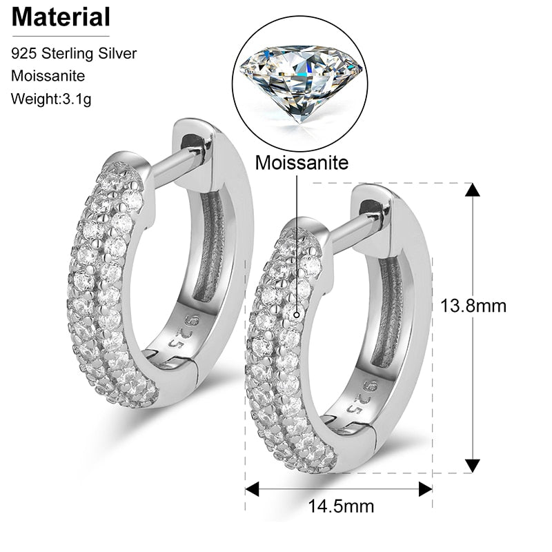 D Color Moissanite Earrings 100% 925 Sterling Silver