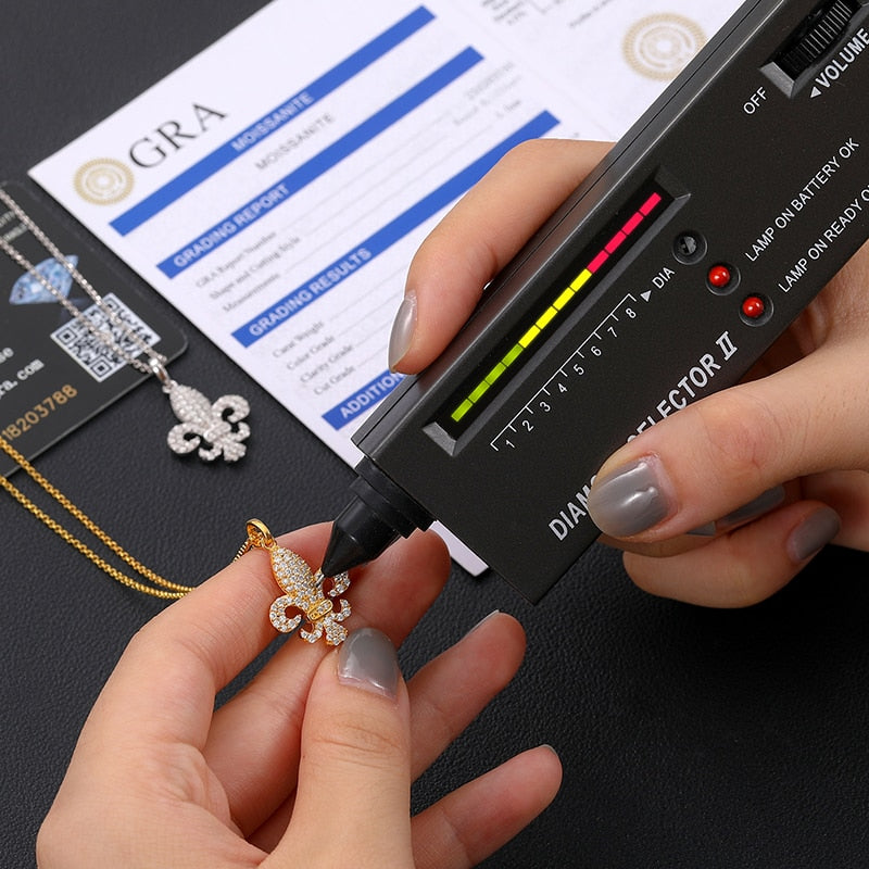 Moissanite Fleur De Lis Pendant Necklace 100% 925 Sterling Silver